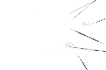 Teeth care and dental health background with dental equipment tools