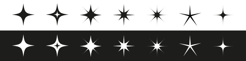 Obraz premium Star icon collection. Star icon collection. Stars sparkle vector. Isolated on white and black background. Vector graphics
