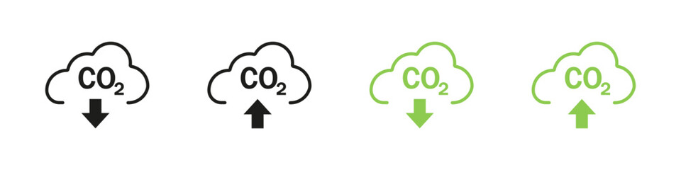 CO2 emission flat icon vector set. CO2 symbol. vector illustration