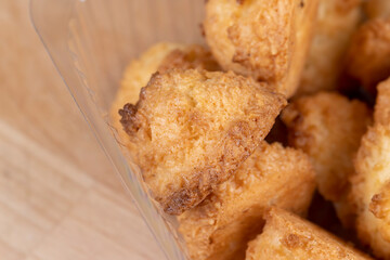 Small homemade coconut cookies made using coconut chips