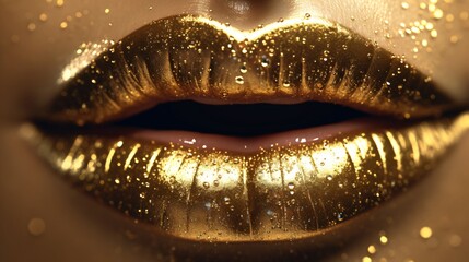 Generative AI
Lips are painted with golden lipstick