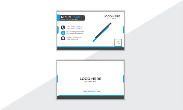 Modern presentation with sky and dark black color. Vector business card template. Visiting card for business and personal use. 
