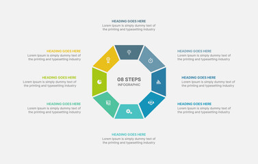 Circle Infographic Template Design Element With 8 Steps or Options