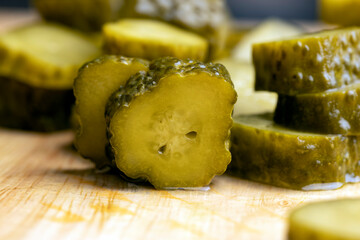 pickled for long-term storage green cucumbers with spices