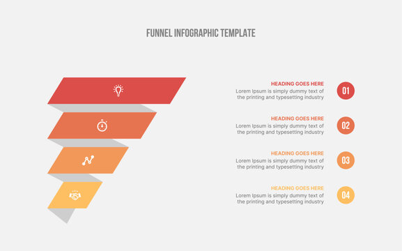 Funnel infographic design template with 4 steps