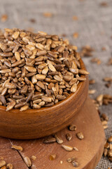 heavily fried sunflower seeds close up