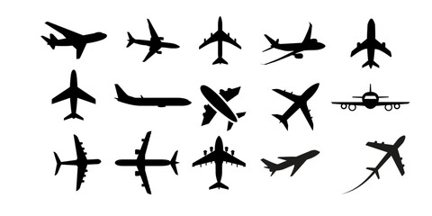 Airplane icon set. Airplane icon vector. Aviation transport symbol. Travel illustration.