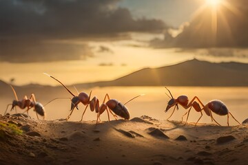 ants looking for food in the desert