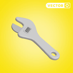 wrench 3D vector icon set, on a yellow background