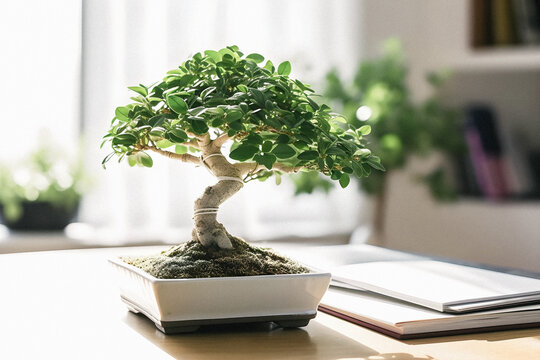 Art of Bonsai Unveiled: Beginner's Guide with Stunning White Photograph of Ficus Bonsai