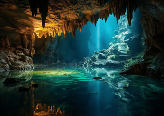 Caves in karst landform, underground