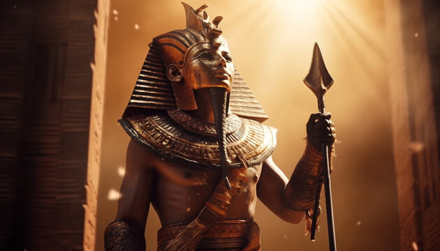 Ancient warrior figurine decoration, a famous monument generated by AI