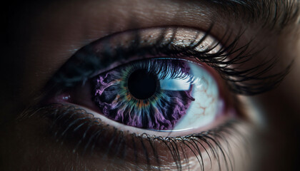 Fototapeta premium Caucasian woman eye staring into the lens generated by AI