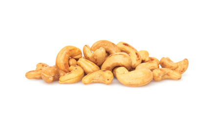 Cashew nuts on a white