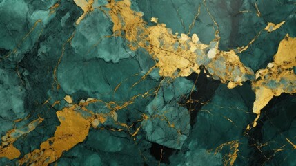 Gold and green marble stone textured background wallpaper. Generative AI