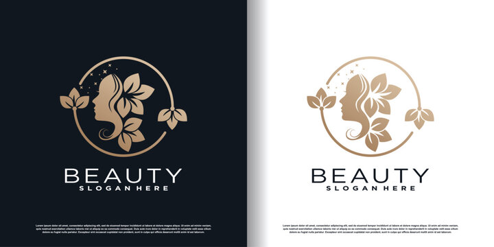 beauty women logo with creative unique concept premium vector
