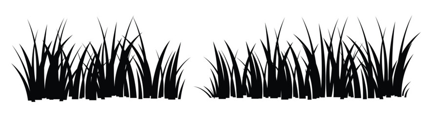 Cartoon silhouette grass leaves collection vector illustration isolated on white