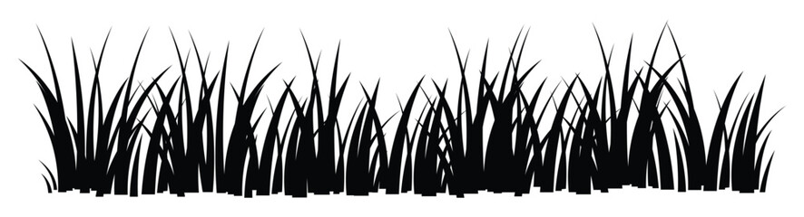 Cartoon silhouette grass leaves collection vector illustration isolated on white
