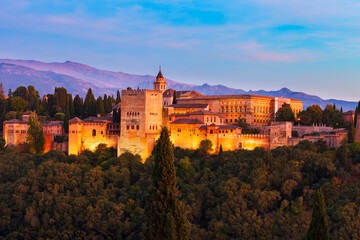 The Alhambra aerial panoramic view in Granada, Spain - obrazy, fototapety, plakaty