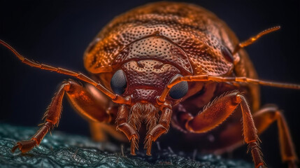 Macro image Bedbug, insects, forest dwellers, Generated AI