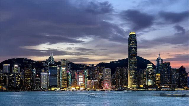 Hong Kong Cityscape at Night Beautiful night view Time Lapse Video