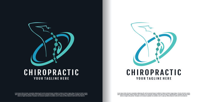 chiropractic logo design vector with creative  unique concept premium vector