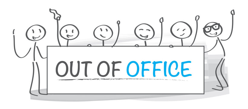 Team who says "out of office" - vector illustration