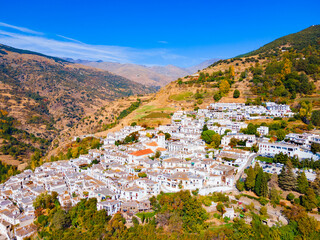 Capileira village aerial panoramic view, Spain - obrazy, fototapety, plakaty