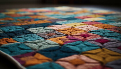 Fototapeta premium Woven wool rug adds elegance to living room generated by AI