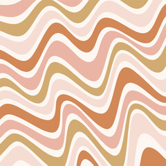 Earthy colours wavy groovy lines vector background. Retro fluid abstract backdrop. Waved stripes geometric surface design.