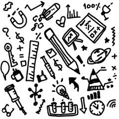 icon hand drawn school black and white.