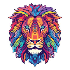 Naklejka na ściany i meble Colorful lion modern pop art style, colorful lion illustration, simple creative design.