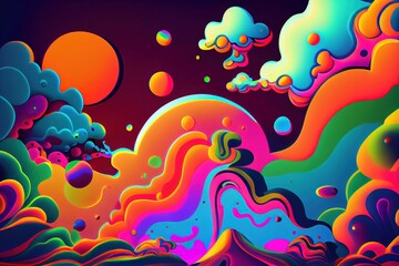Naklejka na ściany i meble psychedelic colorful abstract background