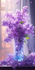 Lilac In a Vase created with Generative AI Technology, ai, generative