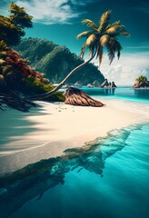 Fototapeta premium a tropical_beach landscape background digital art panting, created by Generative AI.