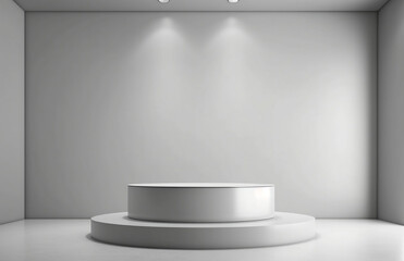 Luxurious product presentation podium on a light gray background with stunning lighting, generative AI