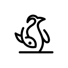 Animal Penguin And Fish Line Simple Creative Logo