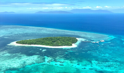 Fly to the heart-The heart reef, aerial view of Great Barrier Reef, Queensland, Australia