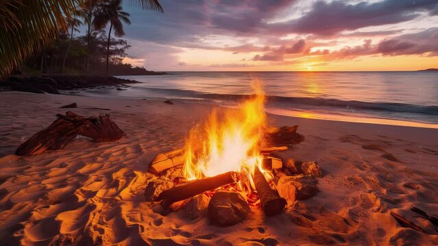 bonfire at a tropical beach