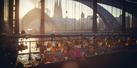 Bridge View Cologne where people express their love, generative Ai