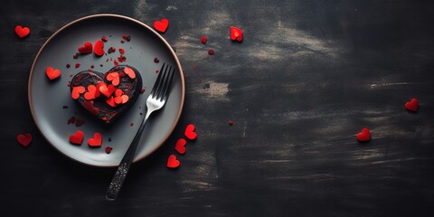 Valentines day background. Fork and knife in heart, generative AI