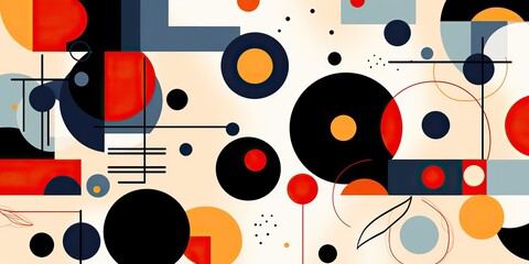 Obraz premium AI Generated. AI Generative. Retro Vintage abstract geometric pattern inspired by bauhaus style. Graphic Art