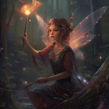 A graceful and enchanting fairy with delicate wings and a shimmering dress