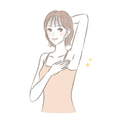 脱毛して綺麗な脇の若い女性のイラスト