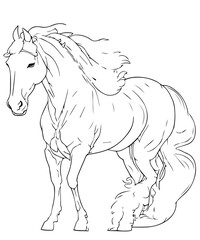 Graceful Horse Line Art Coloring Page Unleash Your Creativity with our Exquisite Equine Illustration