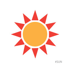 Icono de un sol brillante. Vector