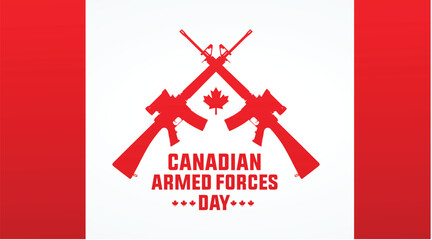Canadian Armed Forces Day. National holiday, celebrated annual in June. Canada flag. Maple leaf design. Special tribute to the men and women of the Armed Forces. Poster, card, banner and background