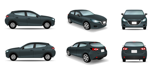 Car black set isolated on the background. Ready to apply to your design. Vector illustration.