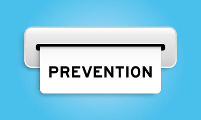 White coupon banner with word prevention from machine on blue color background
