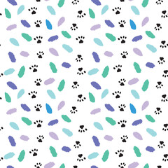 Abstract pattern with oval speck and animal paw. 